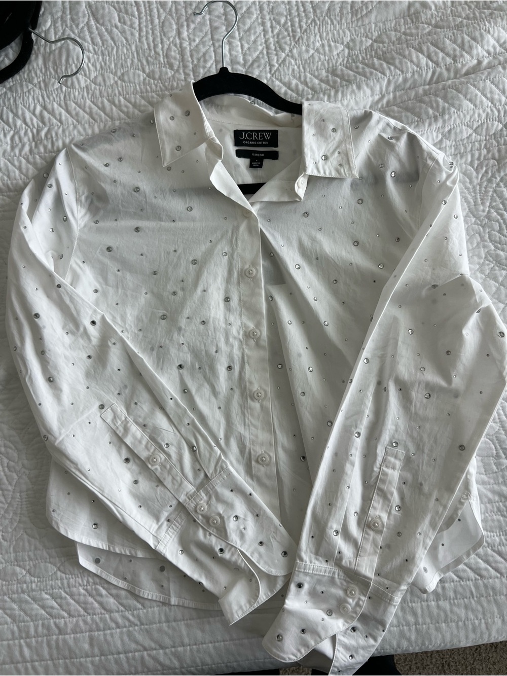 J. Crew White Button-Down Shirt with Silver Stud Accents